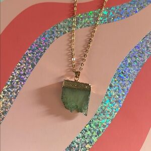 Green Stone-Look Pendant Necklace